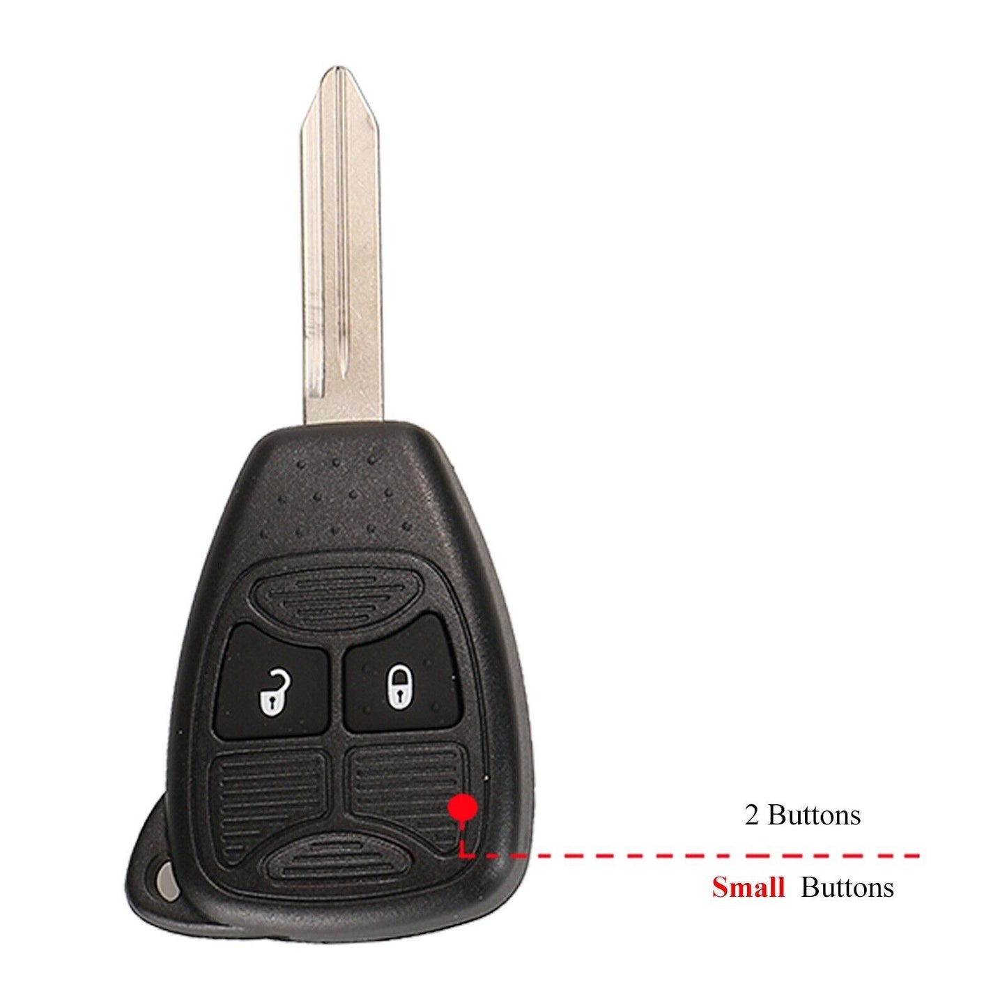 2 Button Key Fob Shell with Uncut Blade Chrysler Aspen 300 Dodge RAM Caravan