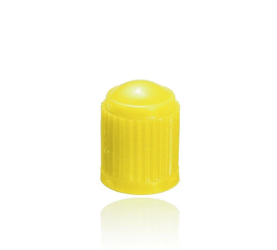 4 x Plastic Yellow Tyre Valve Dust Caps (Car, Van, Motorcycle, Bmx)