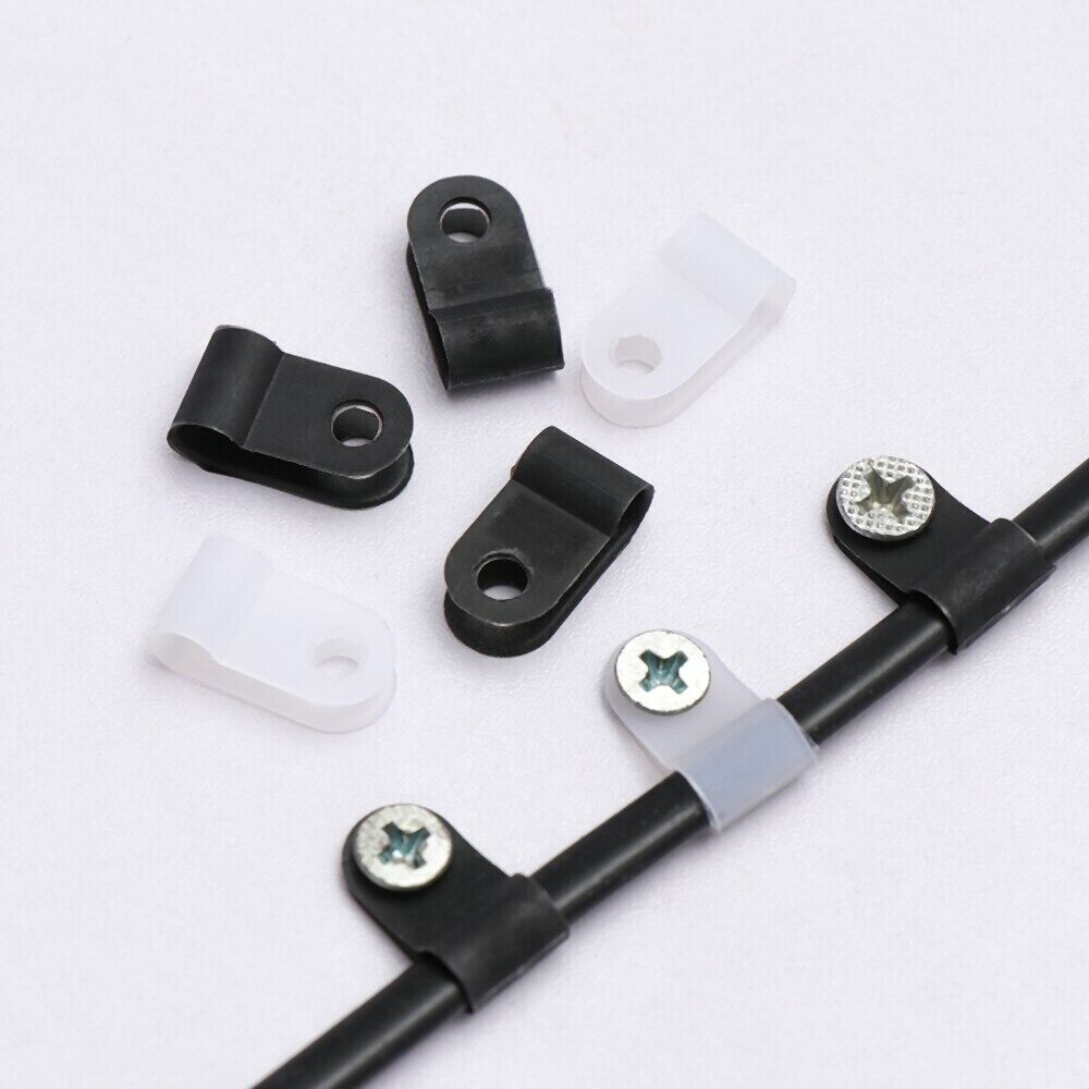 R-Type Nylon Cable Clamps Black Fasteners Cable Clamps (7 Sizes)