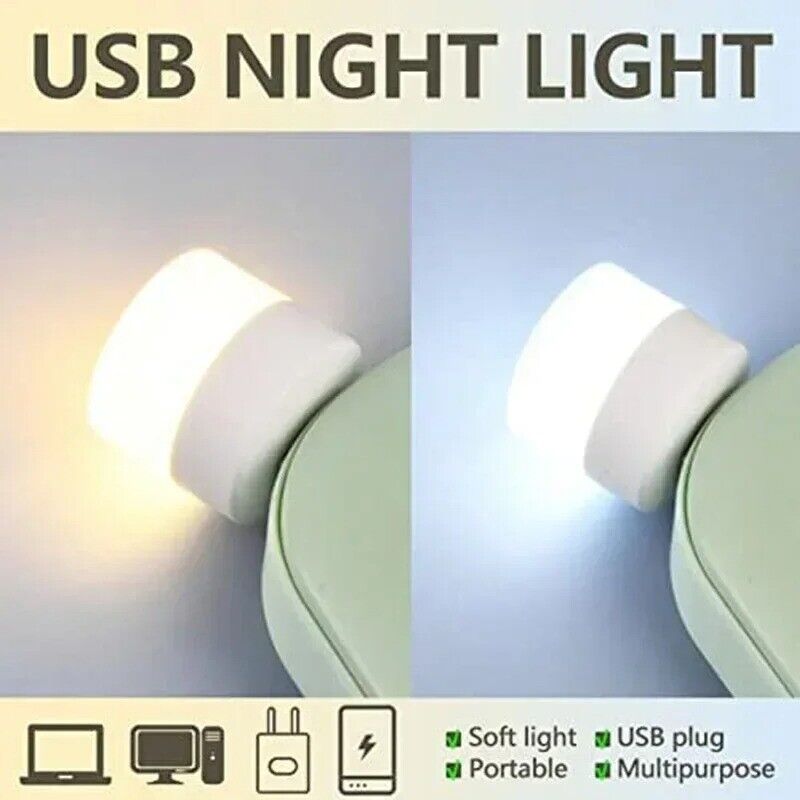 Mini USB Night Lamp Warm White Eye Protection Book Reading Light USB Plug PC