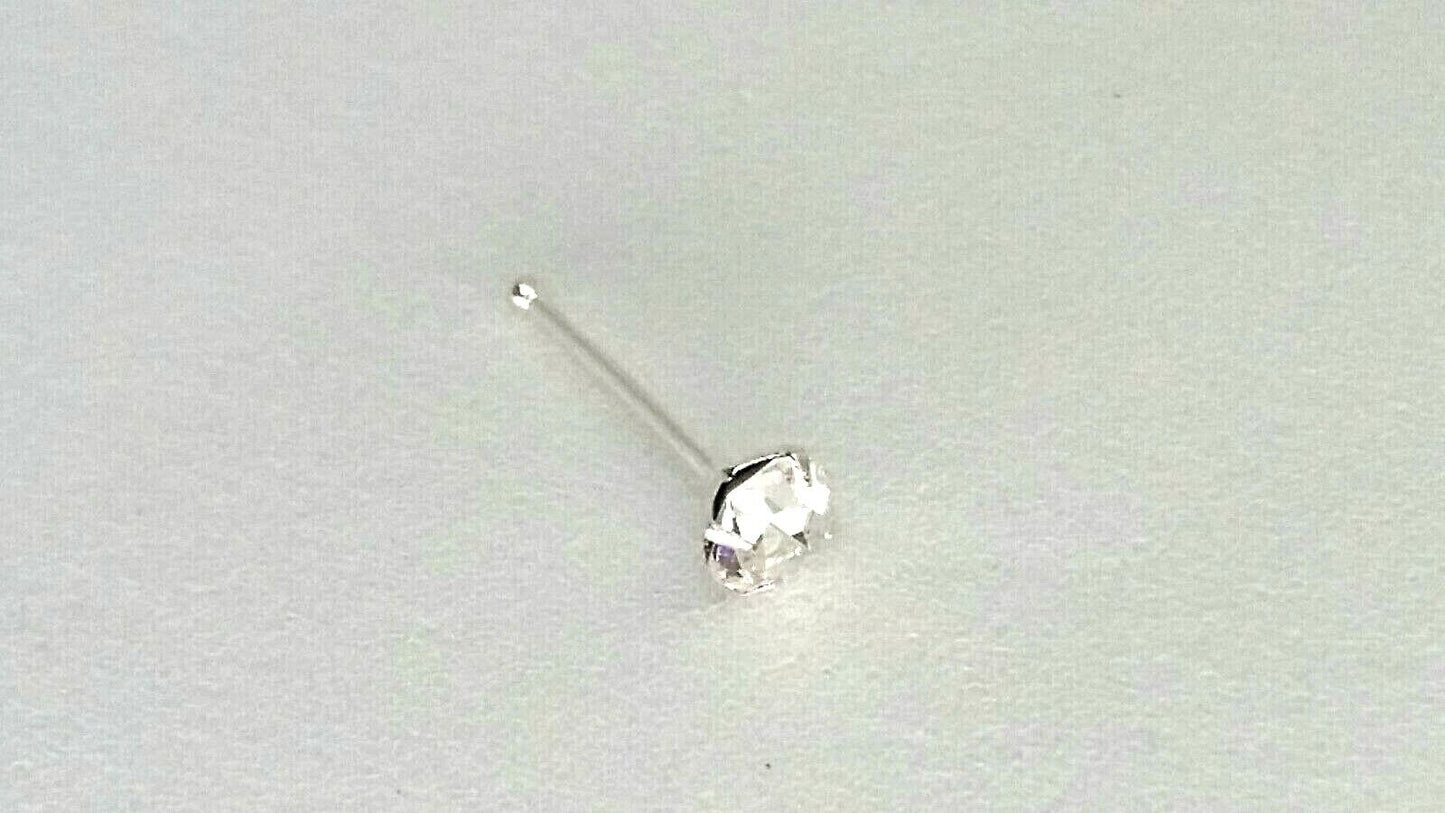 Brand New Silver Nose Stud (925 Sterling Silver 3 mm) Nose Piercing Jewelry