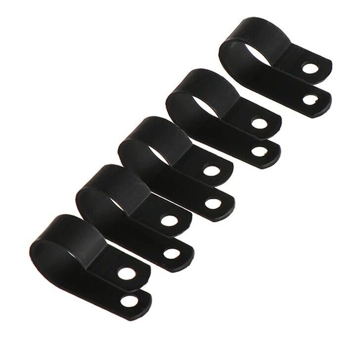 R-Type Nylon Cable Clamps Black Fasteners Cable Clamps (7 Sizes)