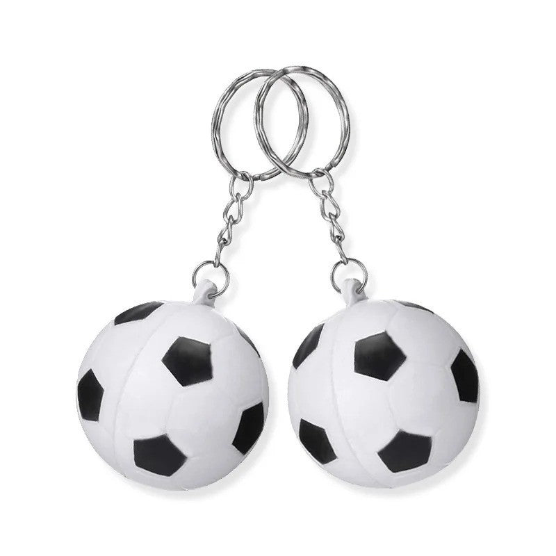 1x Football Soccer Keychain Stress Ball Soft White Colour Keyring