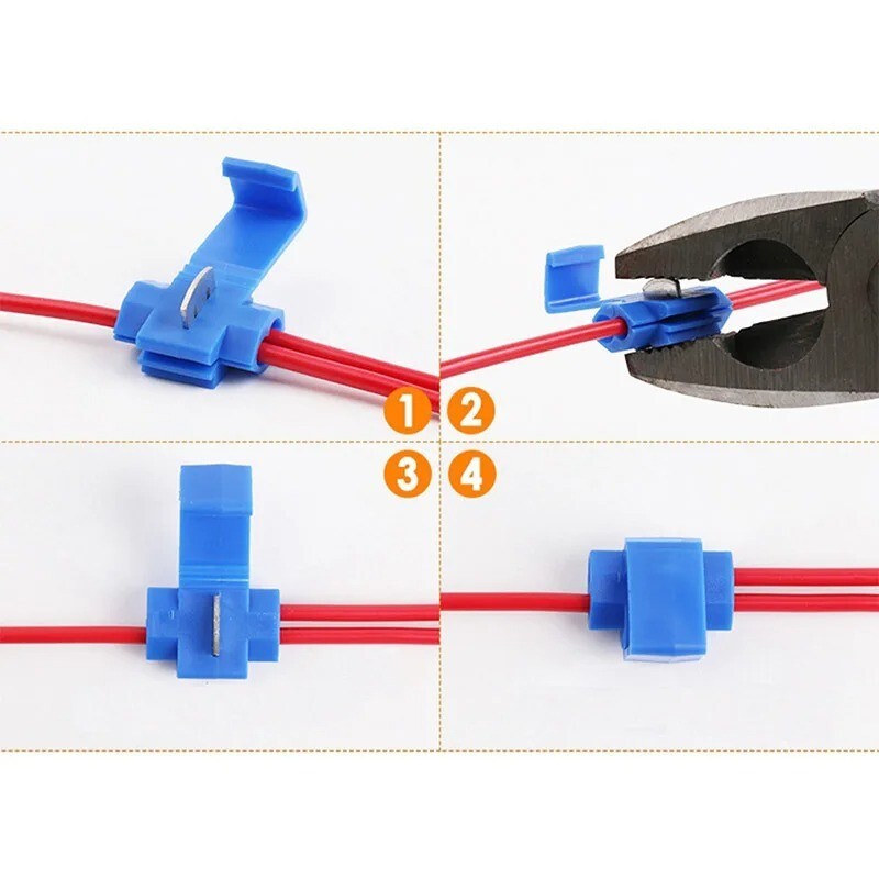 6x Scotch Lock Wire Connector Without Breaking Cable Insulated Line AWG 22-10 Cr