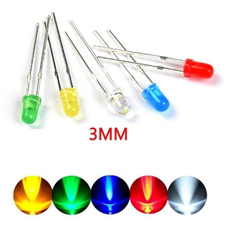 10x 3mm Led Diodes Indicator Lights 5 Colours