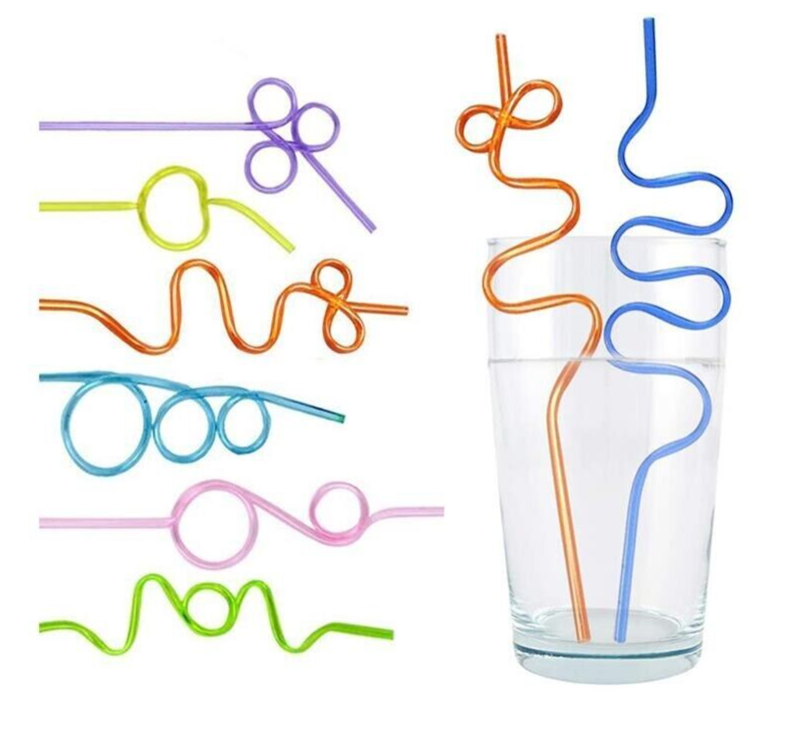 10x Colourful Curved Straws Birthday Party Bar Summer Straws