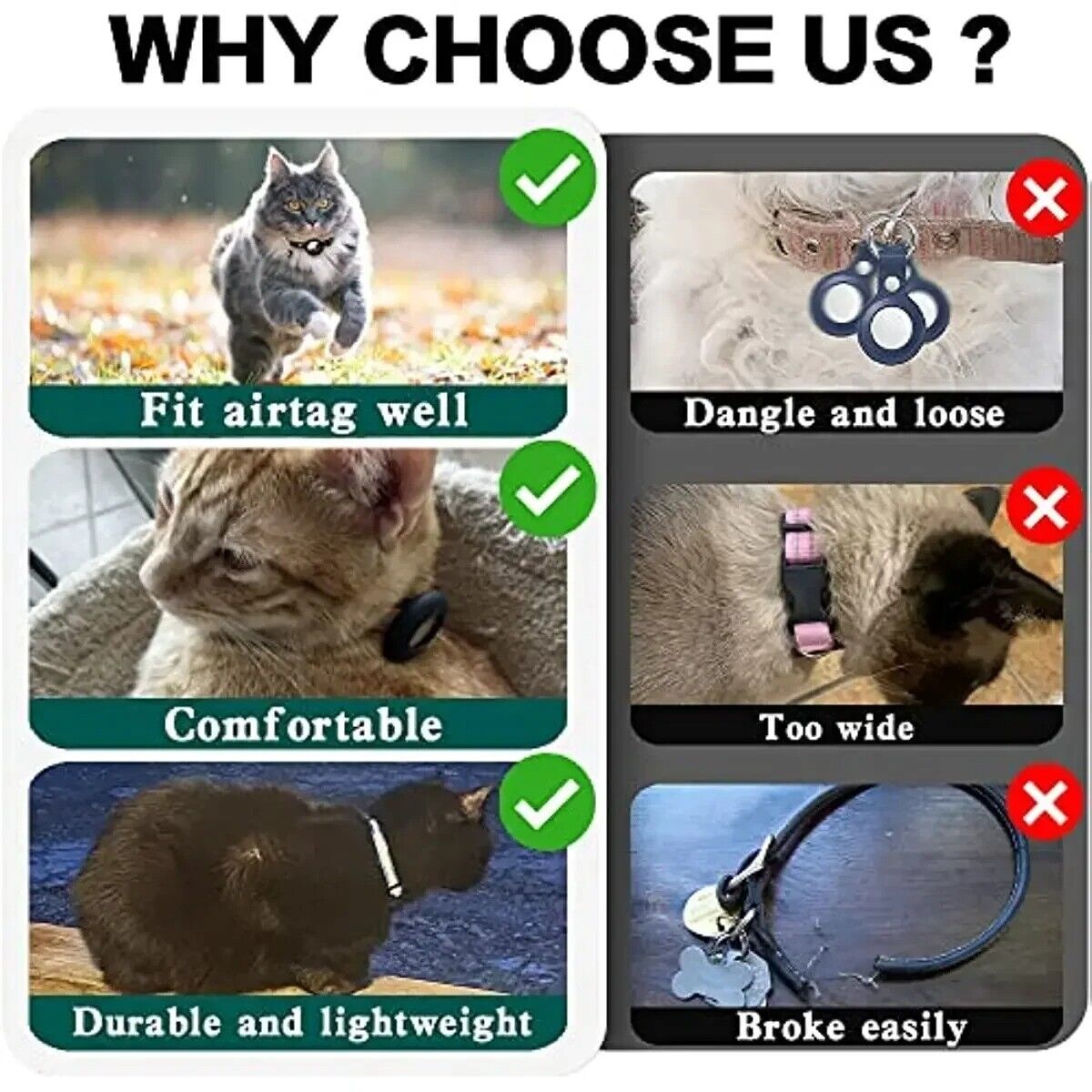 Airtag Cat Collar Breakaway, Reflective Kitten Collar with Apple Air Tag Holder