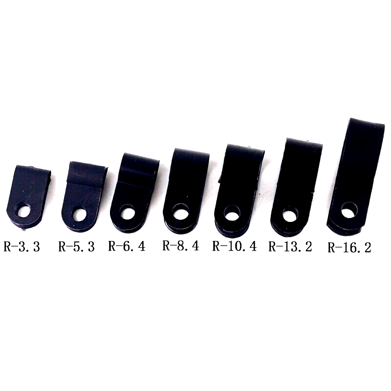 R-Type Nylon Cable Clamps Black Fasteners Cable Clamps (7 Sizes)