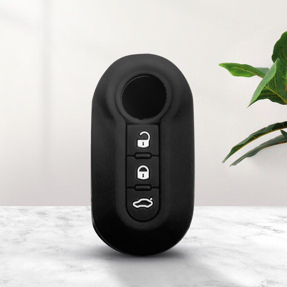 Black Remote Key Fob Case Cover for Fiat 500 Grande Punto Stilo Pando Ducato