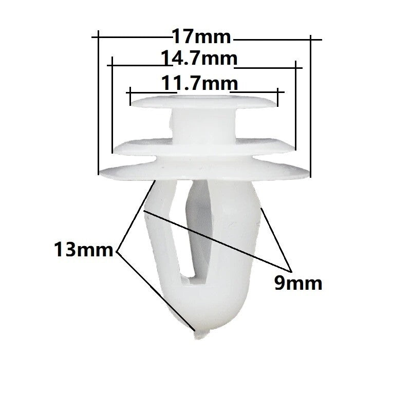 100x Plastic Car Clips for Trim Panel Interior Door Fixing Fasteners 9mm Hole
