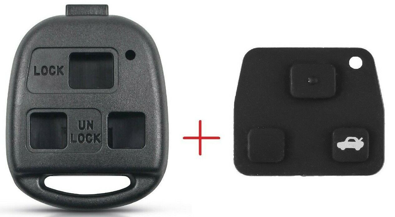Toyota Yaris Corolla Tarago Camry Lexus Key Shell + 3 Button Rubber Pad