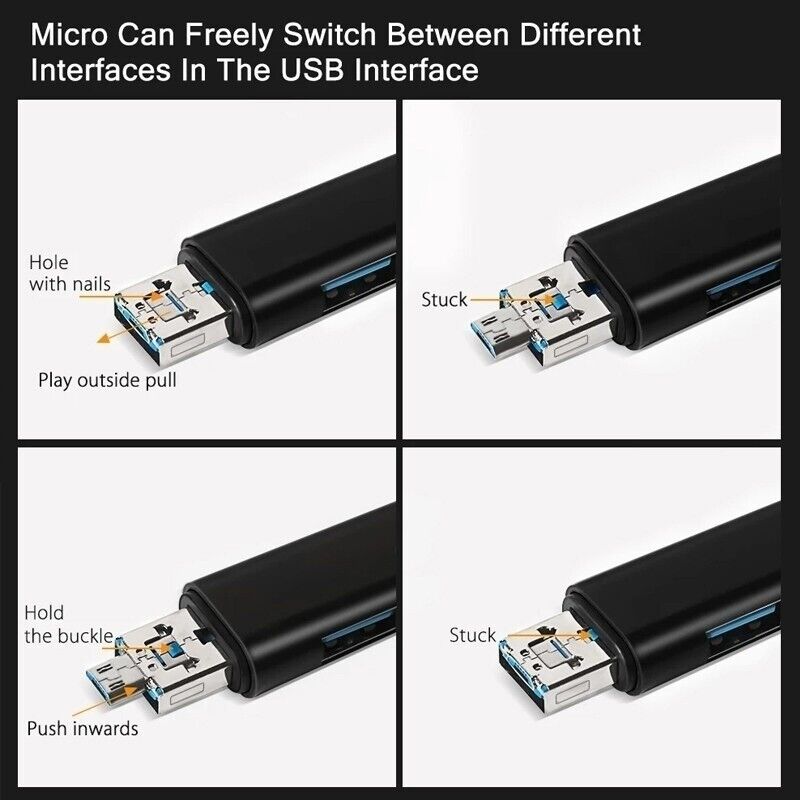5 in 1 Multifunction Usb 2.0 Type C/Usb /Micro Usb/Tf/SD Memory Card Reader OTG