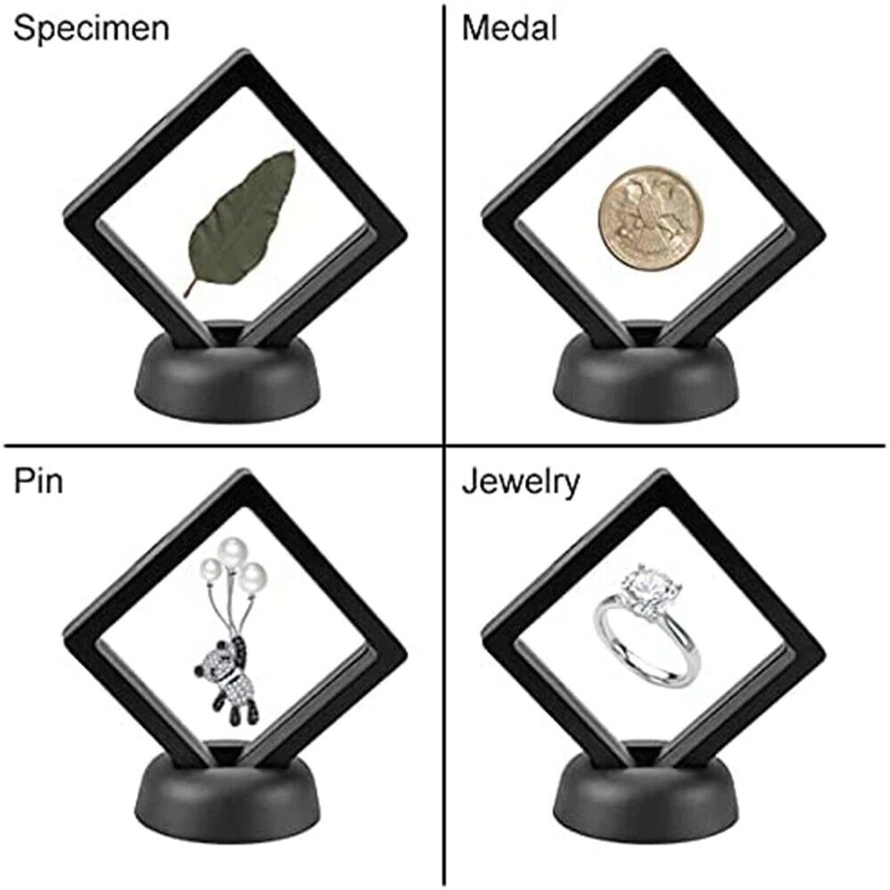 Coin Jewellery Display Frame Holder Box (Black, White) 3D Floating View