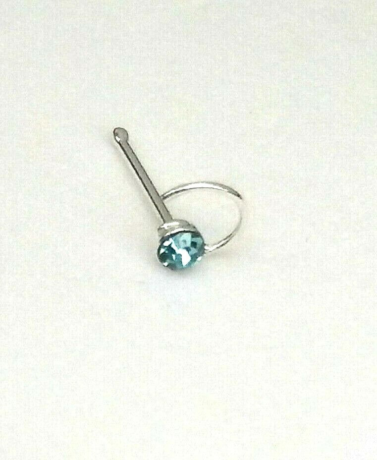Sterling Silver 925 Twist Nose Stud (Red, Blue, Clear)