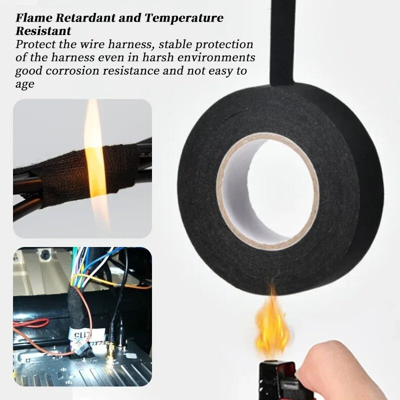 1x Electrical Insulating Tape 10m Heat Resistant Harness Tape 15mm Wide