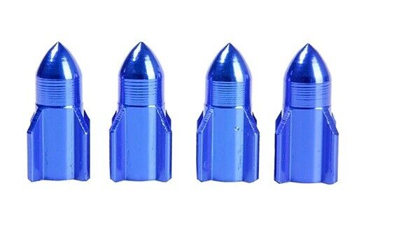 4x Tyre Valve Dust Caps Rocket Shape Alloy (Car, Van, Motorcycle, Bmx)