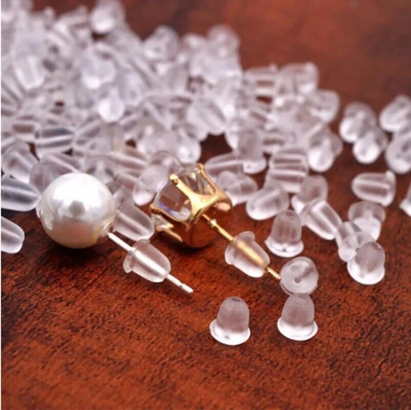 1000pcs Transparent Silicone Rubber Earring Clasp Ear Nut Plugging Earring Back