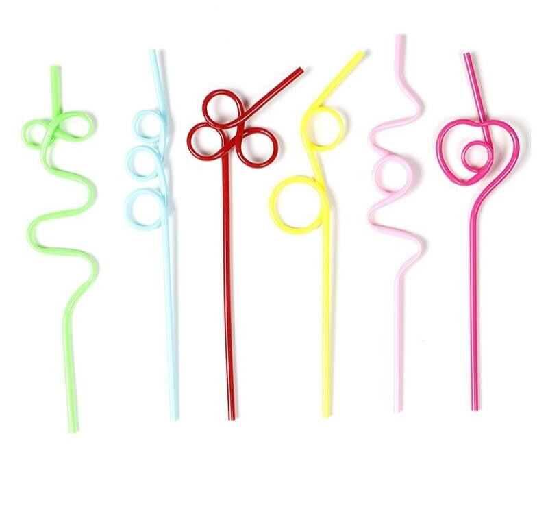 10x Colourful Curved Straws Birthday Party Bar Summer Straws