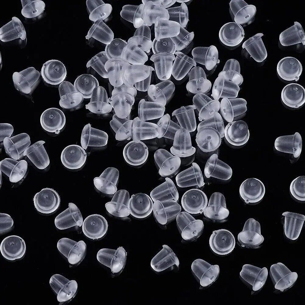 1000pcs Transparent Silicone Rubber Earring Clasp Ear Nut Plugging Earring Back