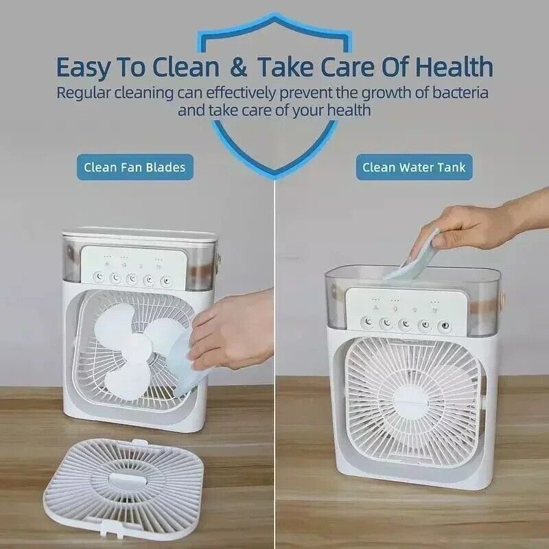 Portable Air Conditioner Fan Household Hydrocooling Water Mist Cooler 3 Speed