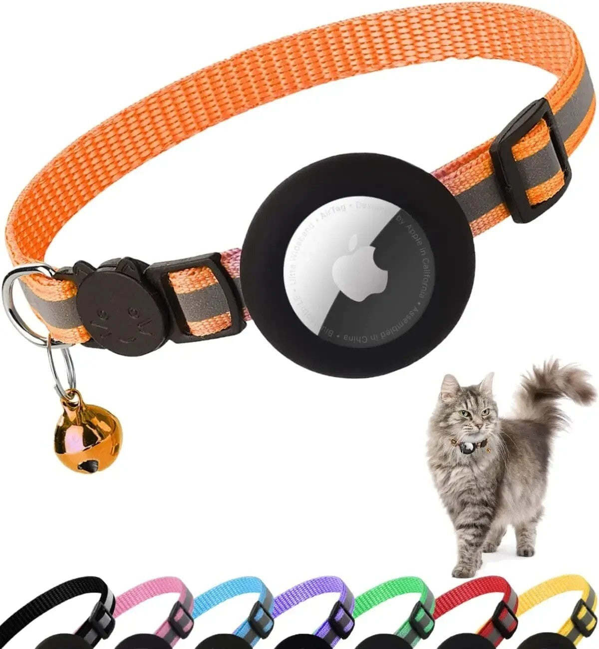 Airtag Cat Collar Breakaway, Reflective Kitten Collar with Apple Air Tag Holder