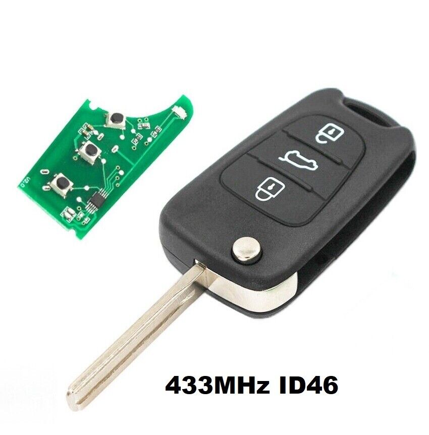 Hyundai Flip Remote Key Fob 433MHz ID46 for i20 i30 ix35 + Battery