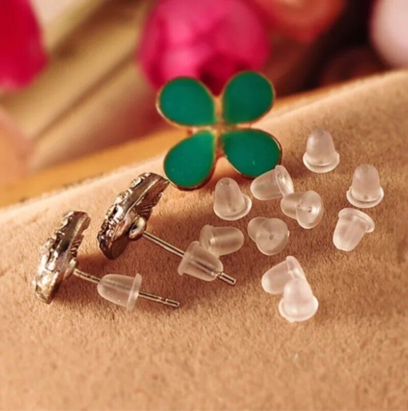 1000pcs Transparent Silicone Rubber Earring Clasp Ear Nut Plugging Earring Back