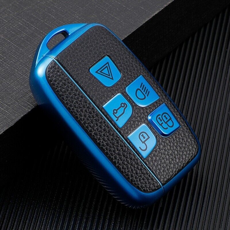 TPU Leather Remote Key Fob Key Case for Jaguar Land Rover Range Rover