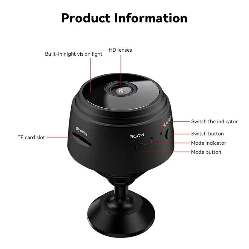 White WiFi Mini Camera HD 1080p Wireless Video Recorder Voice Recorder Security