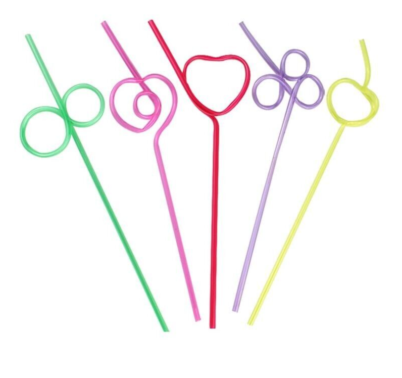 10x Colourful Curved Straws Birthday Party Bar Summer Straws