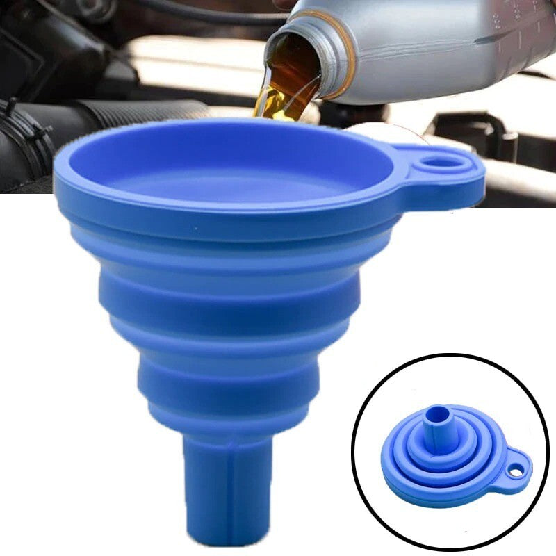 Car Funnel Petrol Diesel Water Oil Filling Universal Silicone Funnel Black