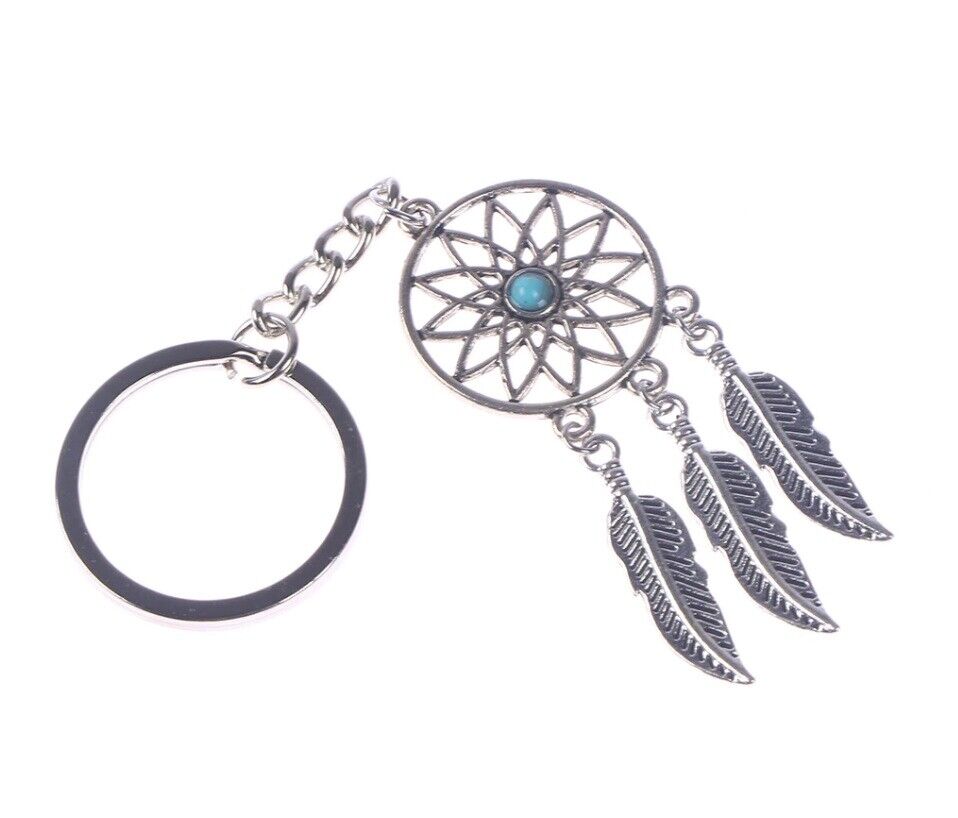 Key Chain Silver Metal Feather Tassels Ring Dream Catcher