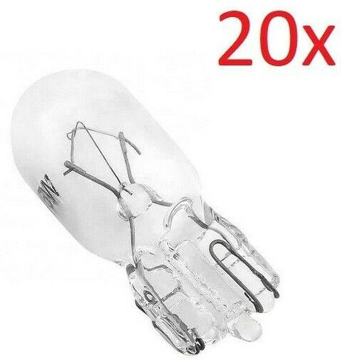 20 x 501 SIDE LIGHT PUSH IN CAR CAPLESS NUMBER PLATE BULBS W5W 12V 5W
