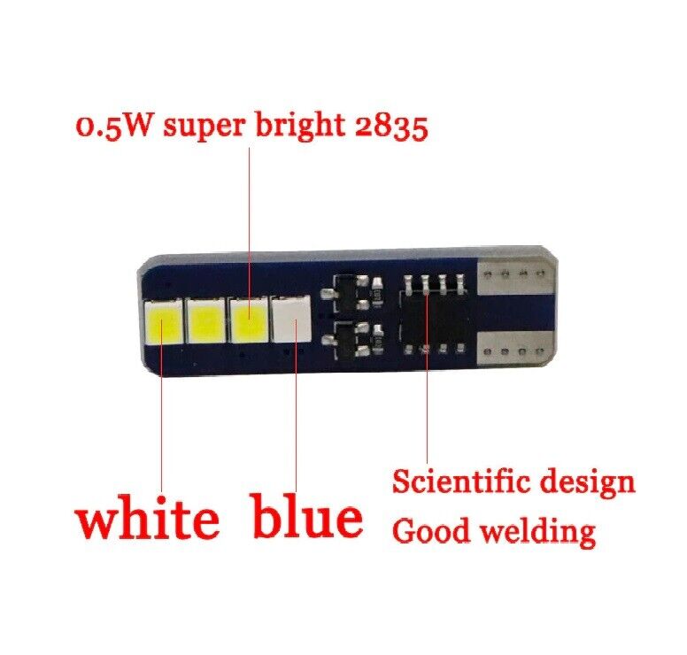 2x Side Wedge W5W Led Light Bulbs Dual Colour Blue and White