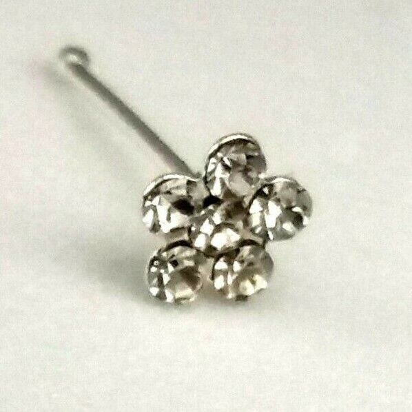 Flower Nose Stud Sterling Silver 925 Red Silver Blue