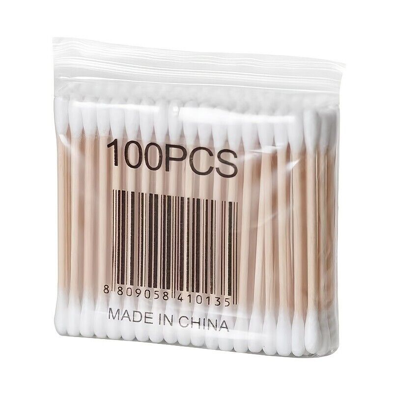 100pcs Two-Headed Household Ear-Digging Swab for Makeup Removal Makeup Beauty