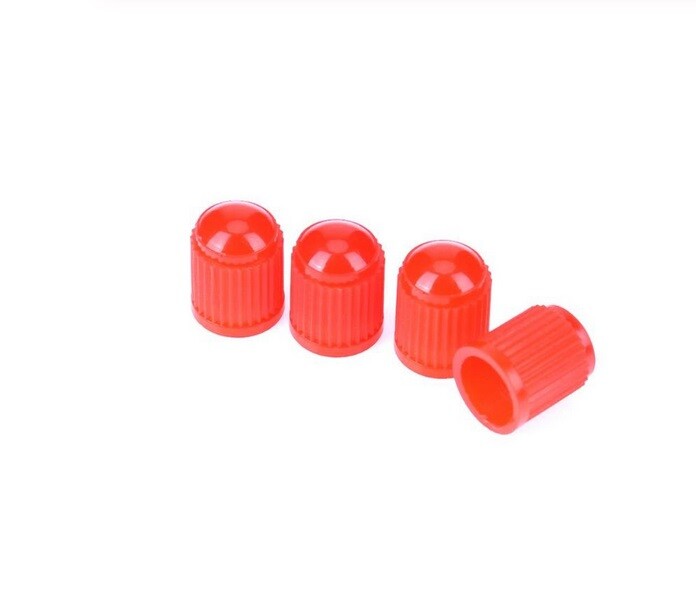 4 x Red Plastic Tyre Valve Dust Caps (Car, Van, Motorcycle, Bmx)