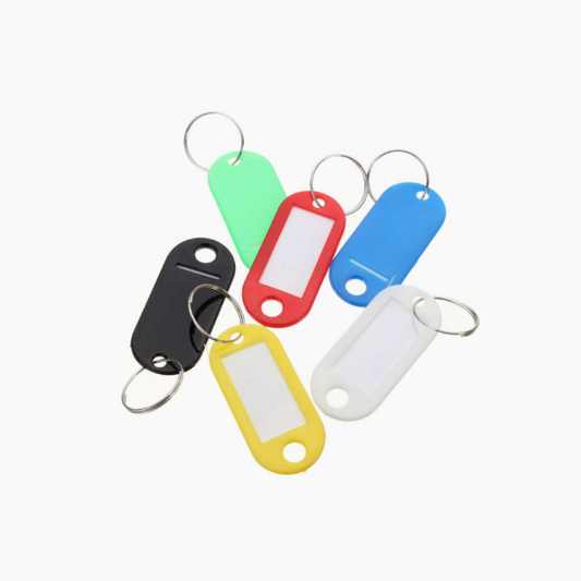 KEY RING ID TAGS NAME PLASTIC CARD (Black, White, Green, Red, Blue, Yellow)