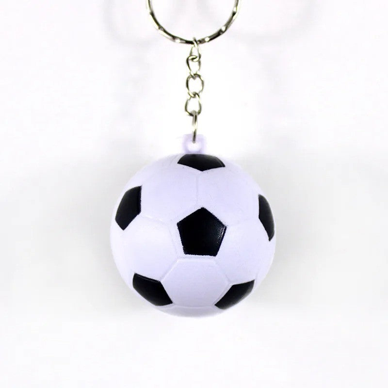 1x Football Soccer Keychain Stress Ball Soft White Colour Keyring