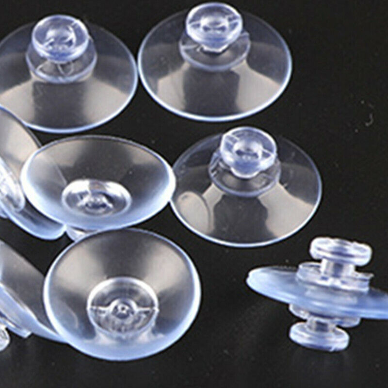 2x Clear Transparent Suction Cups Mushroom Shape 30mm Diameter for Glass