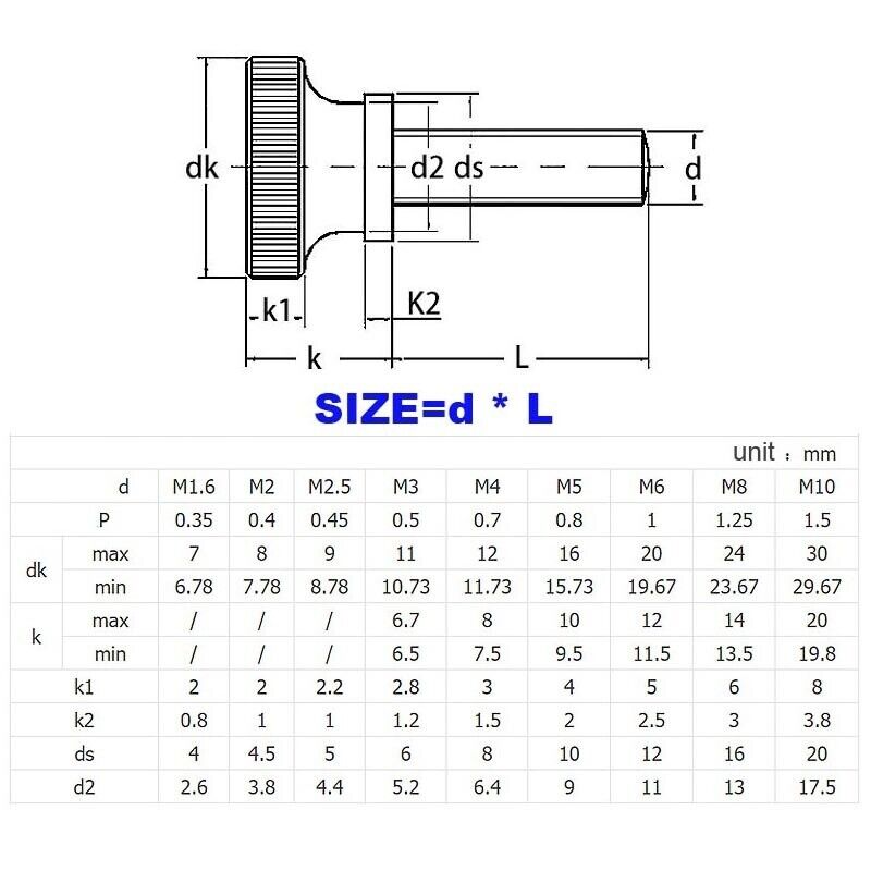 M4 Carbon Steel Thumb Screw with Collar Round Head Manual Adjustment 6mm-40mm