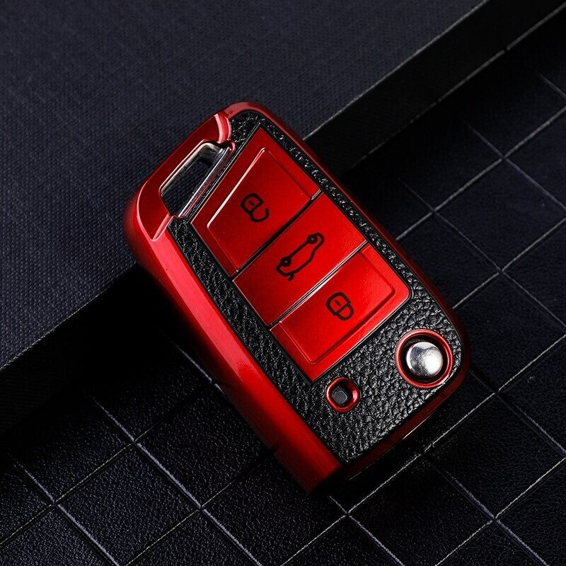 TPU Leather Car Key Cover Case for VW Golf 7 MK7 MK2 Tiguan and Skoda Octavia