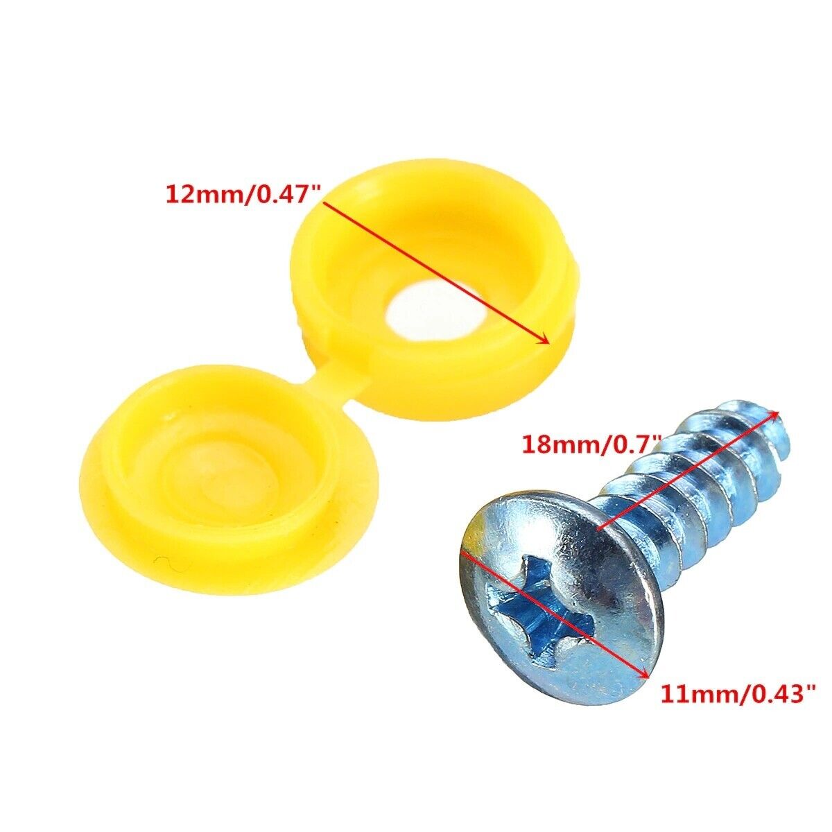 4x Number Plate Tapping Fitting Screws with Caps for Cars Vans