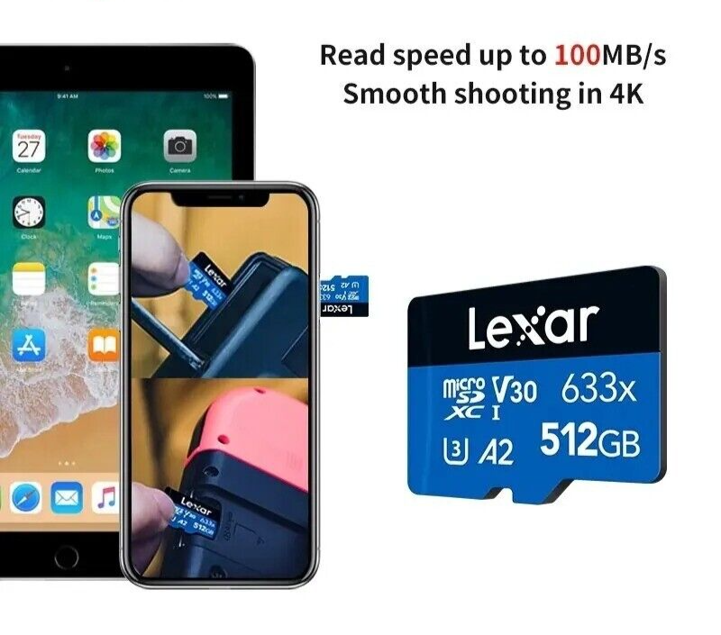 Lexar Micro SD Card 64GB Read 100MSD/TF Flash Card U1 U3 4K V30 Camera Card