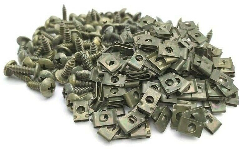 M4 12-20mm M5 12-20mm U Type Self Tapping Motorcycle Car Screws + Metal Retainer