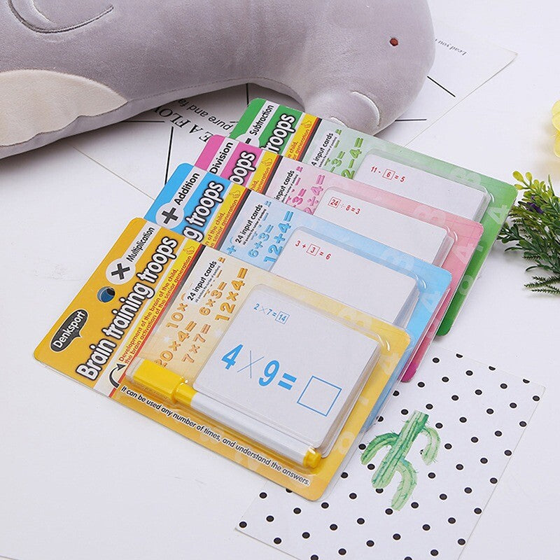 New Educational Math Learning Cards Division Arithmetic Cards with Pen