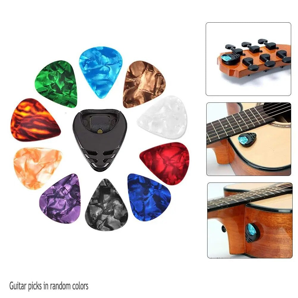 10Pcs Guitar Picks Guitar Pick Holder Set for Acoustic Electric Bass Guitar
