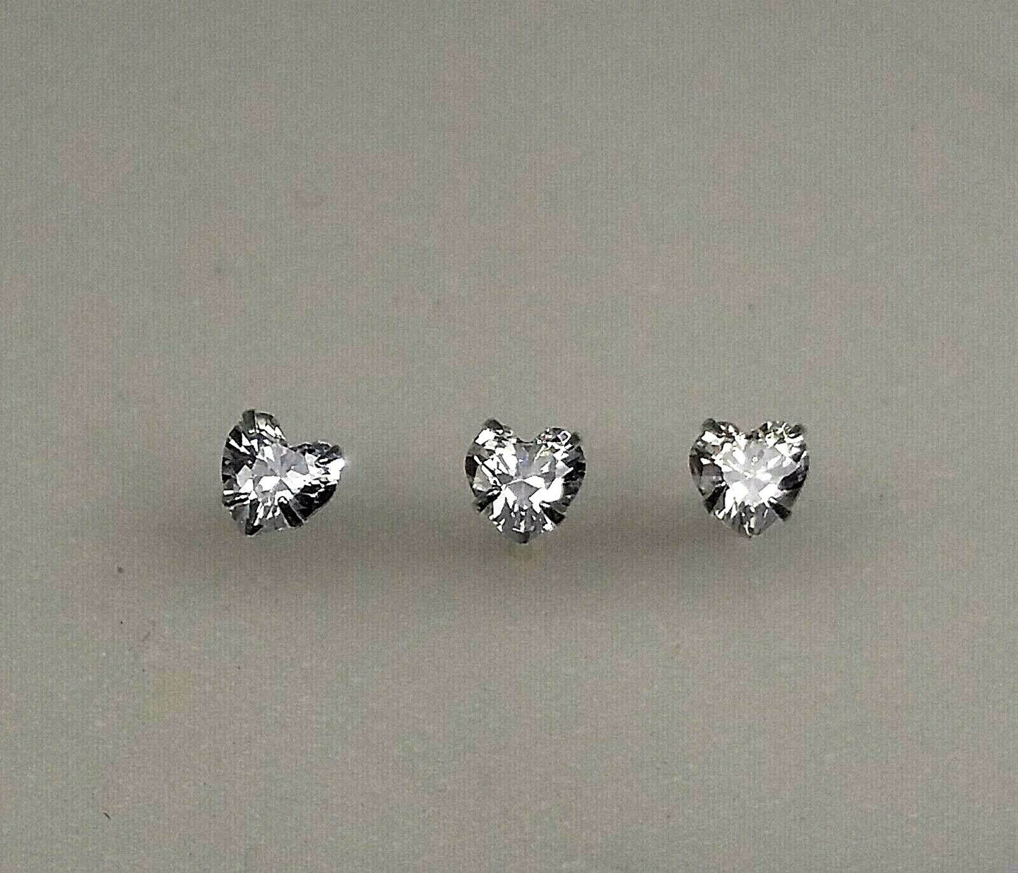 Heart Shape Clear Zircon Sterling Silver 925 Nose Stud 3mm (1x)