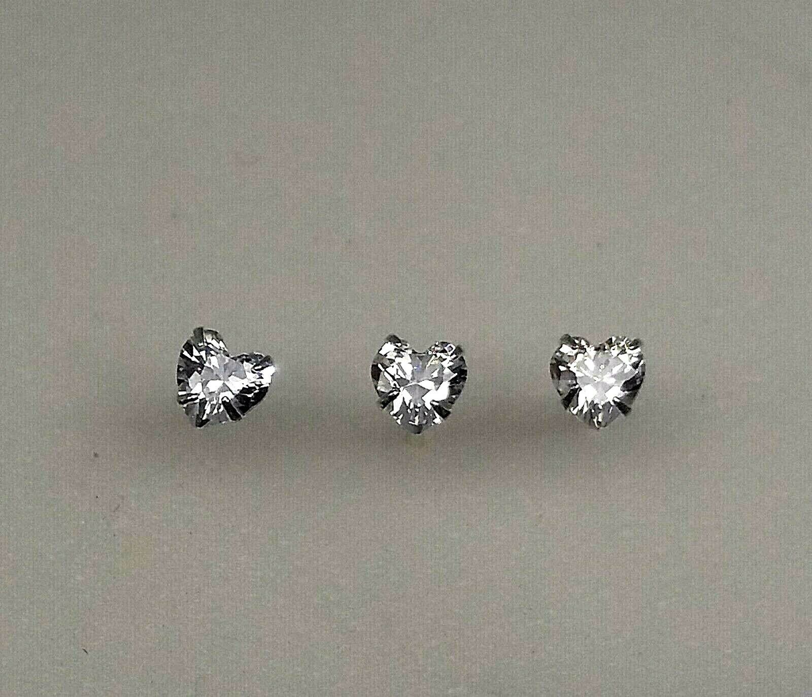 Heart Shape Clear Zircon Sterling Silver 925 Nose Stud 3mm (1x)