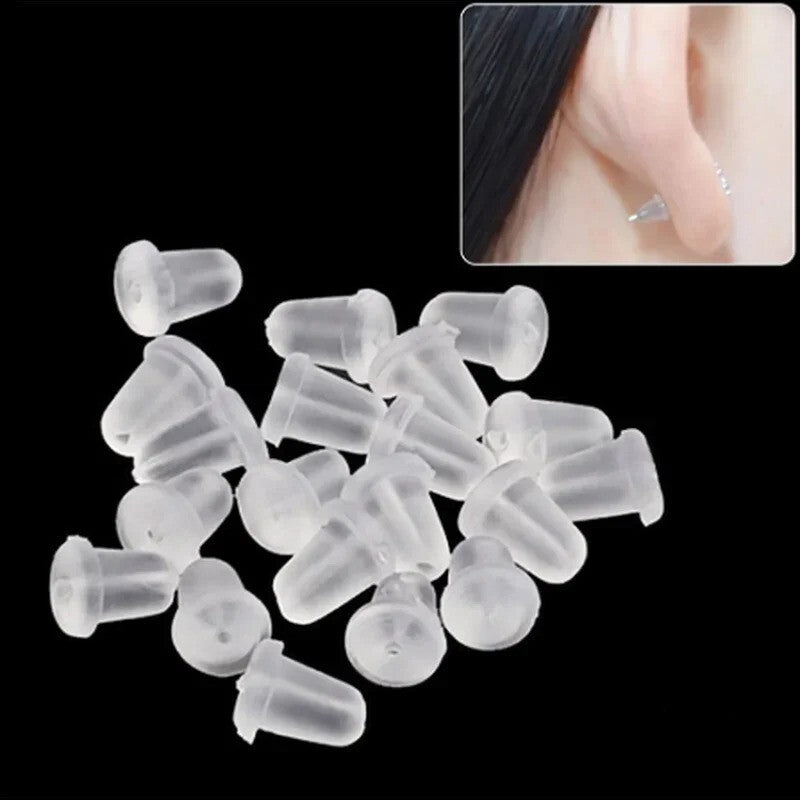 1000pcs Transparent Silicone Rubber Earring Clasp Ear Nut Plugging Earring Back